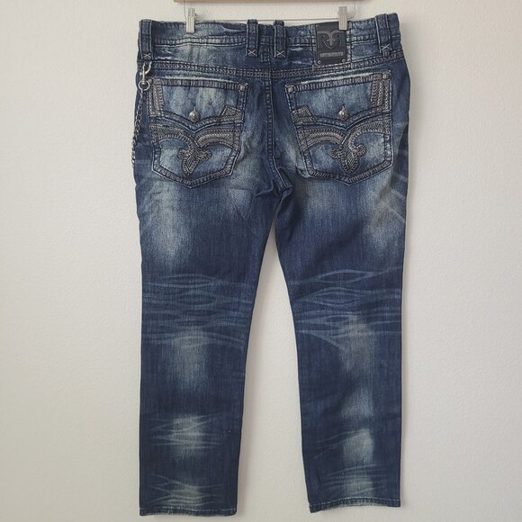 Rock Revival Milton Alt Straight Denim Jeans Size 42x34 Blue